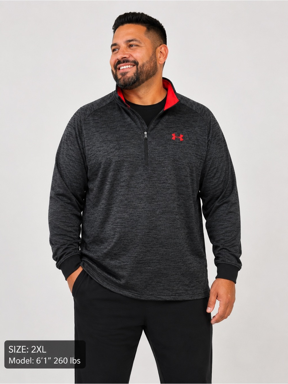 Under Armour ColdGear Men’s 2XL Charcoal Heather Red 1/4 Zip